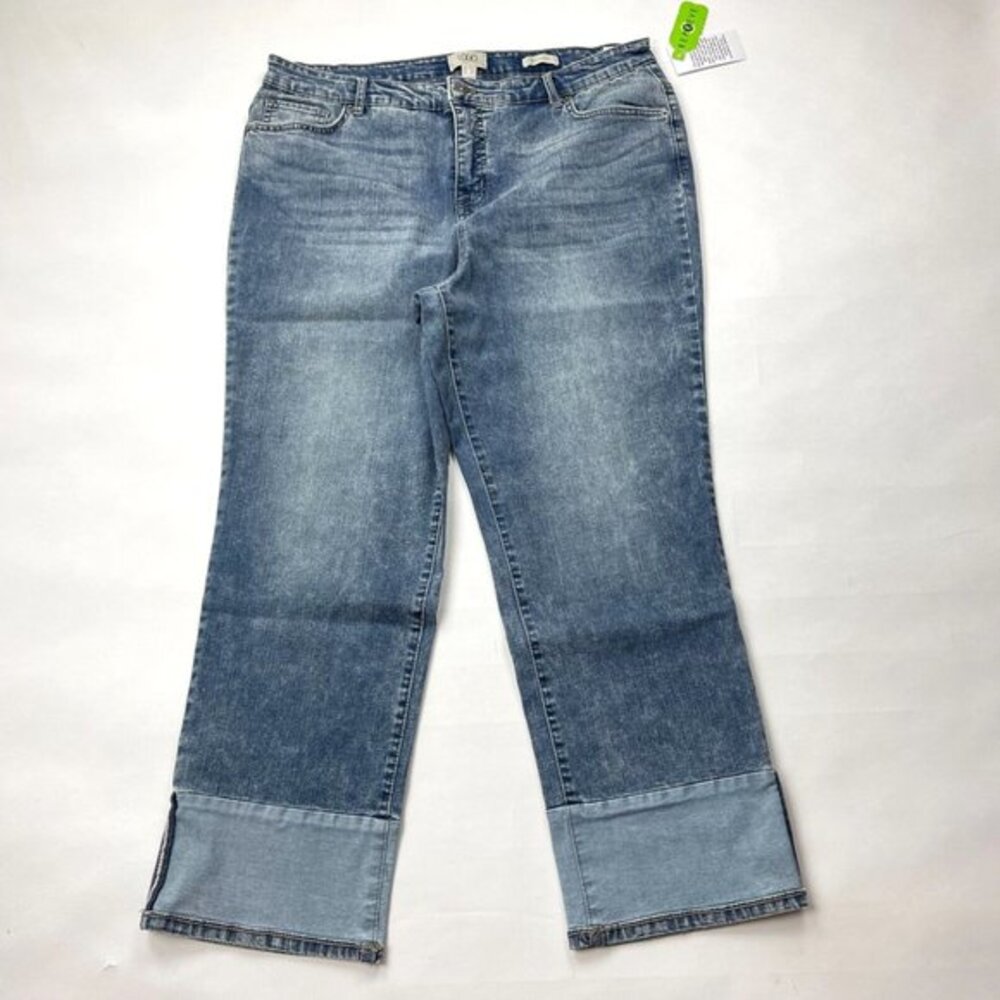 LOGO by Lori Goldstein Pieced Straight Leg Denim Jeans Women 20W NWT A469258